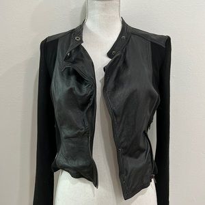 Line & Dot black lamb skin and cotton jacket